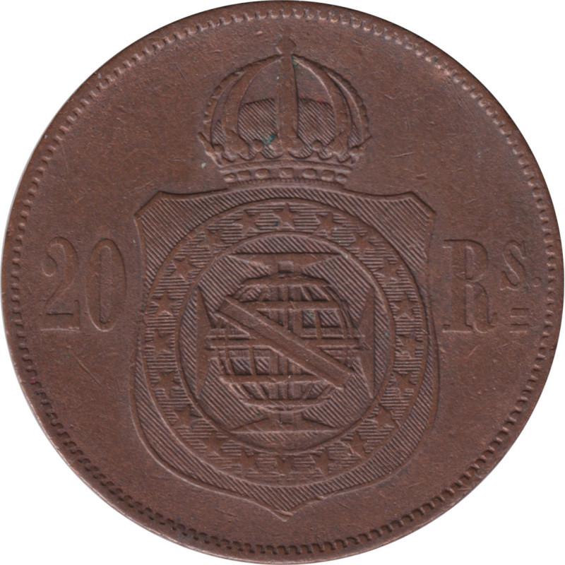 Brazil - 20 reis - Pierre II - Head -  1869 - No555