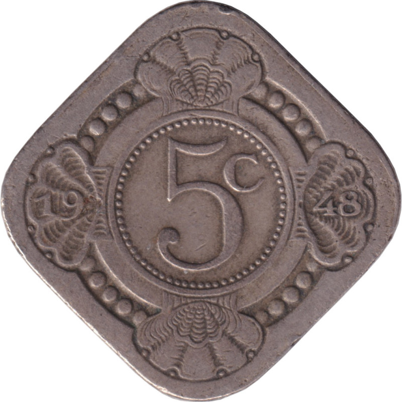 Curacao - 5 cents - Wilhelmina I -  1948 - No764