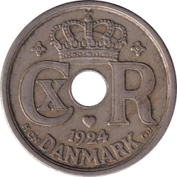 Denmark - 25 ore - Christian X - Monogramme CXR -  1924 ♡ HCN GJ - No781