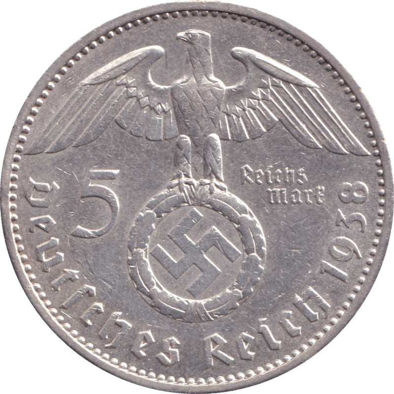 Germany - 5 mark - Hindenburg - Nazi Emblem - 1938 A - No15