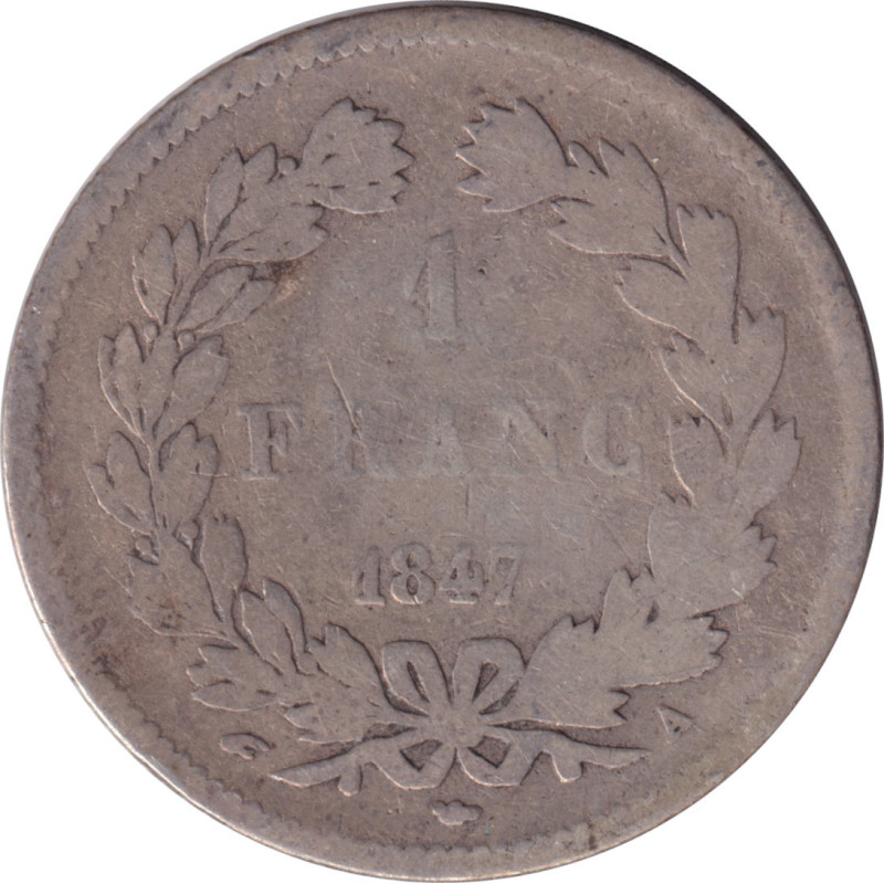 France - 1 franc - Louis Philippe I - Tête laurée -  1847 A - No611