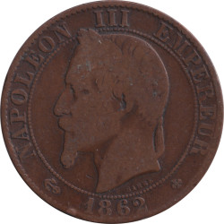 France - 5 centimes - Napoléon III - Tête laurée -  1862 BB - No612