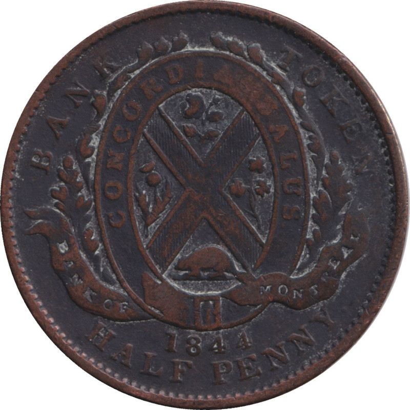 Canadian Provinces - 1/2 penny - Banque de Montréal - Front view - 1844 - No153