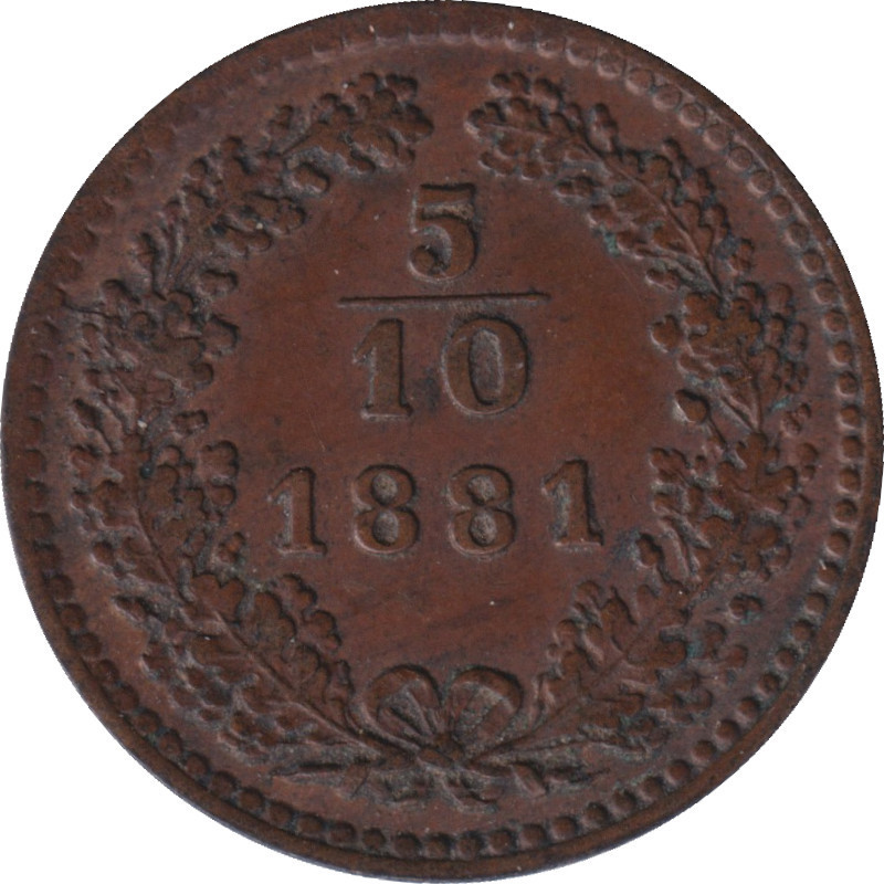 Austria - 5/10 kreuzer - Franz Jospeh I - 1881 - No245