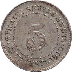 Straits Settlements - 5 cents - Edward VII - 1910 B - No844