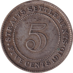 Straits Settlements - 5 cents - Edward VII - 1910 B - No580