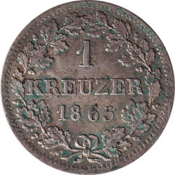 German States - 1 kreuzer - Blason - Louis II - 1865 - No682