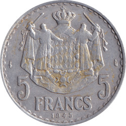 Monaco - 5 francs - Louis...